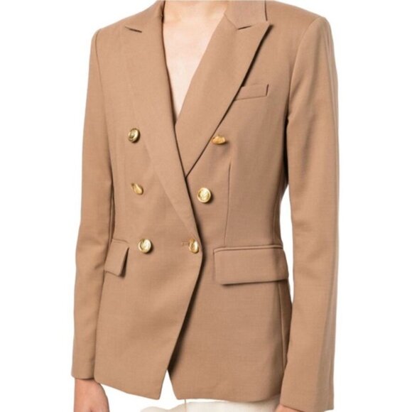 Rag & Bone Preston Virgin Wool Blazer Jacket Double Breasted Gold Buttons Tan 10 - Picture 6 of 12